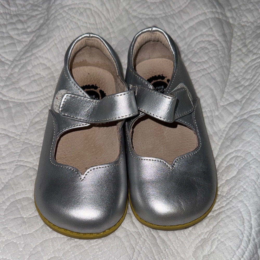 Livie & Luca Metallic Silver Mary Jane Toddler Shoes